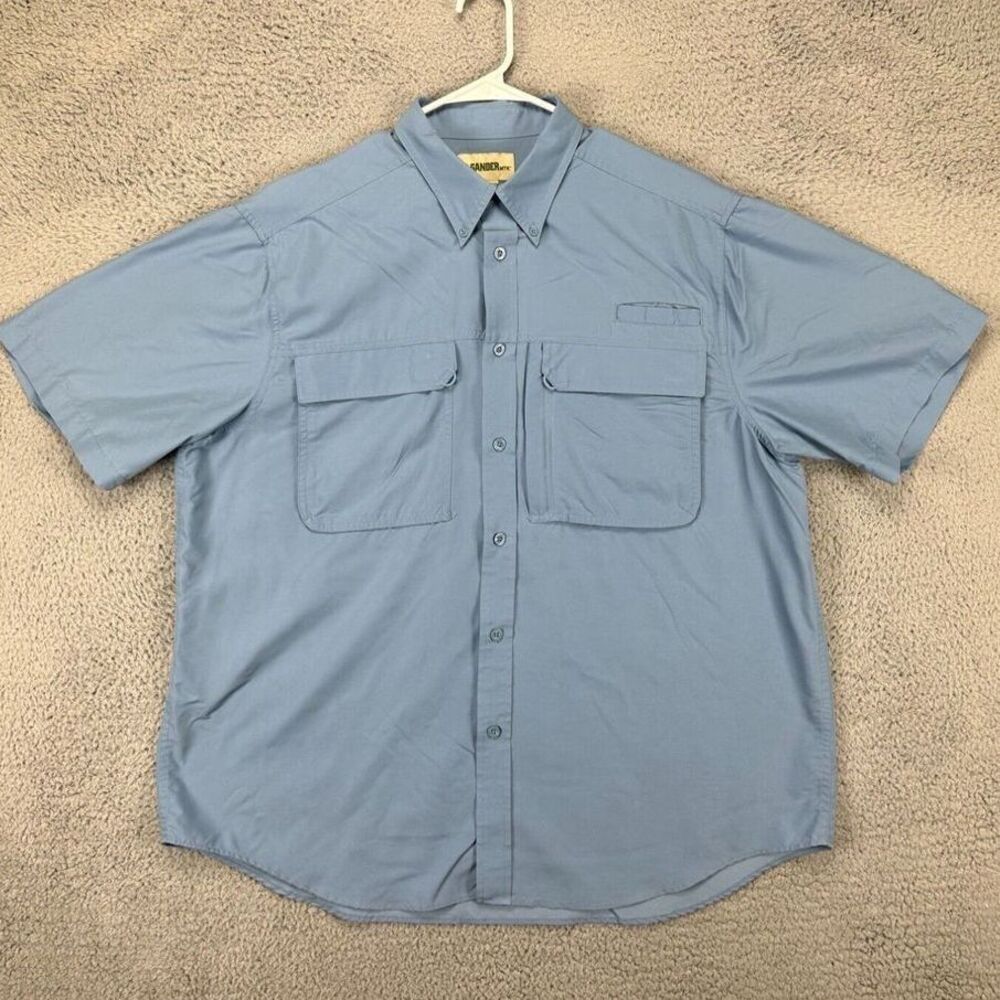 Gander Mountain Shirt Adult XL Blue Fishing Button Down Flap Pockets Outdoor Men